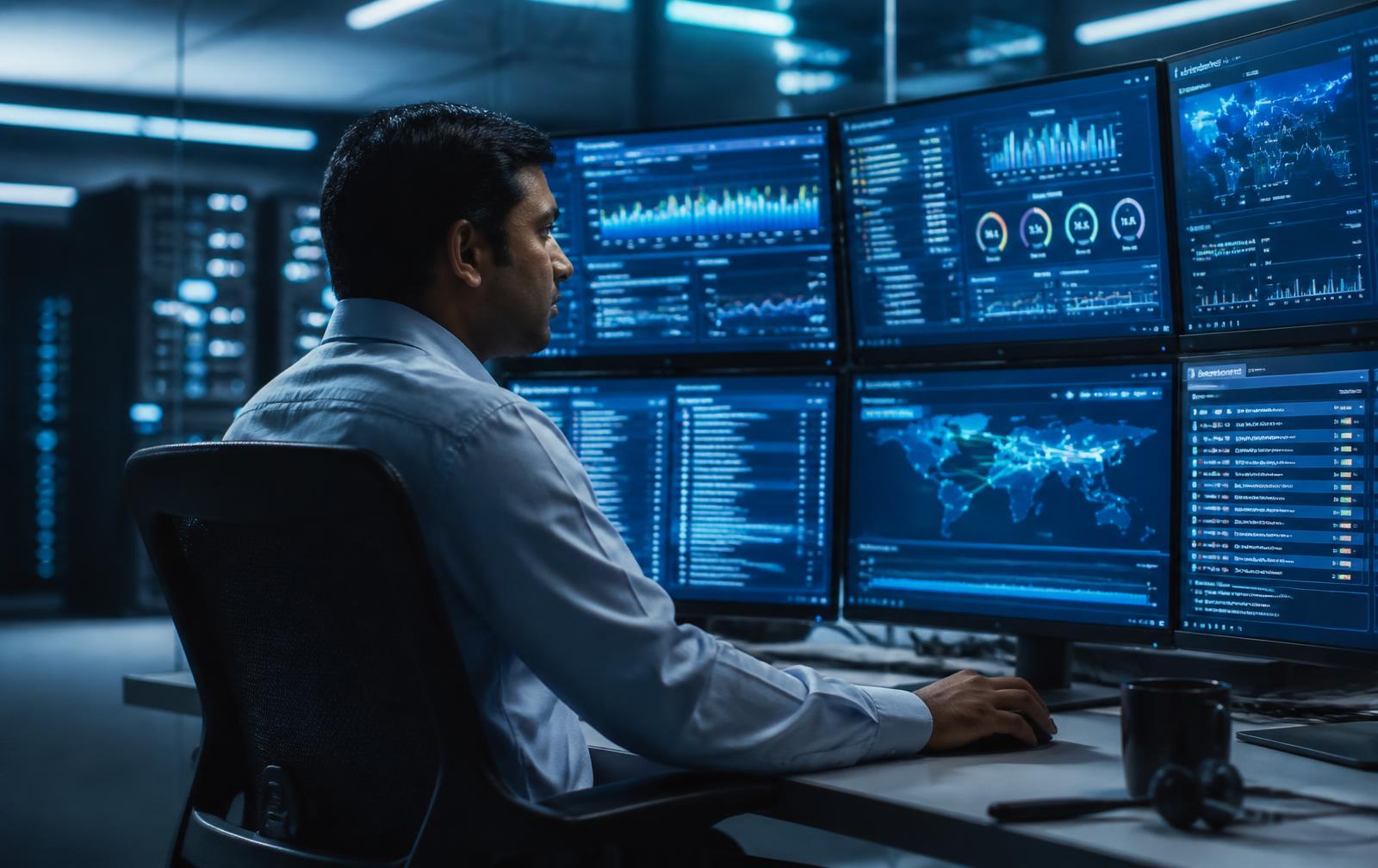 IT engineer monitoring enterprise systems
